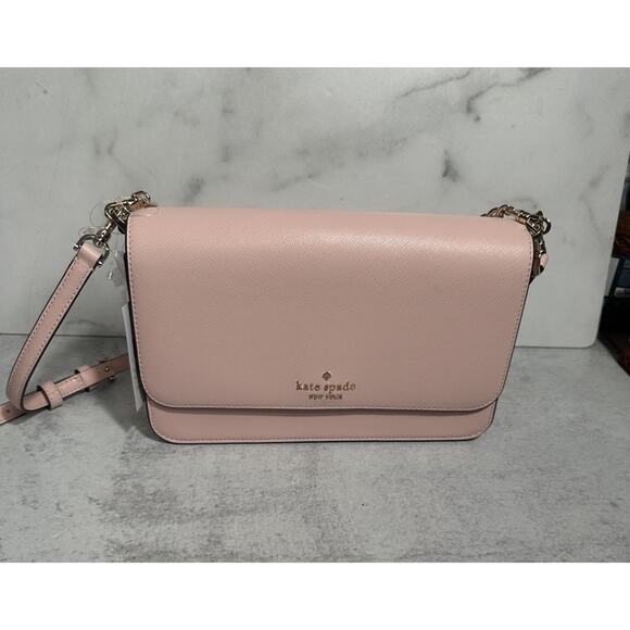 Kate Spade Madison KC430 Saffiano Leather Flap Crossbody Bag Conch Pink NEW - Picture 1 of 14